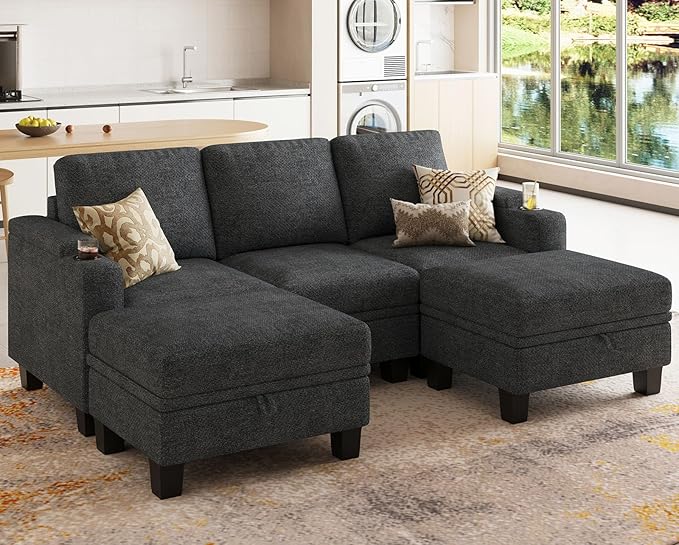 Sofa Couch with Storage U Shape Convertible Corner Couches for Living Room
