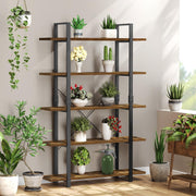 5 Tier Bookshelf, 70 inch Tall Solid Bookcase Industrial Wooden Bookshelves