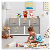 Fabric Dresser, Dresser for Bedroom with 5 Drawers, Wide Dresser Storage Tower Organizer Unit with Wood Top