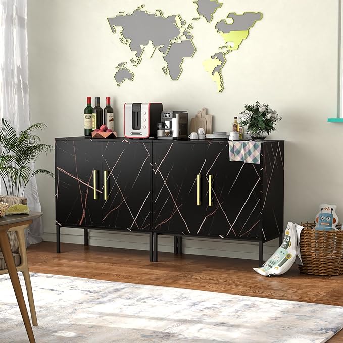 Buffet Sideboard Cabinet with Storage, Modern Wooden Free Standing Cabinet