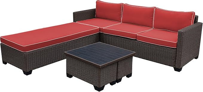 5 Piece Saint Helena Conversation Set with Tan Cushions, Espresso