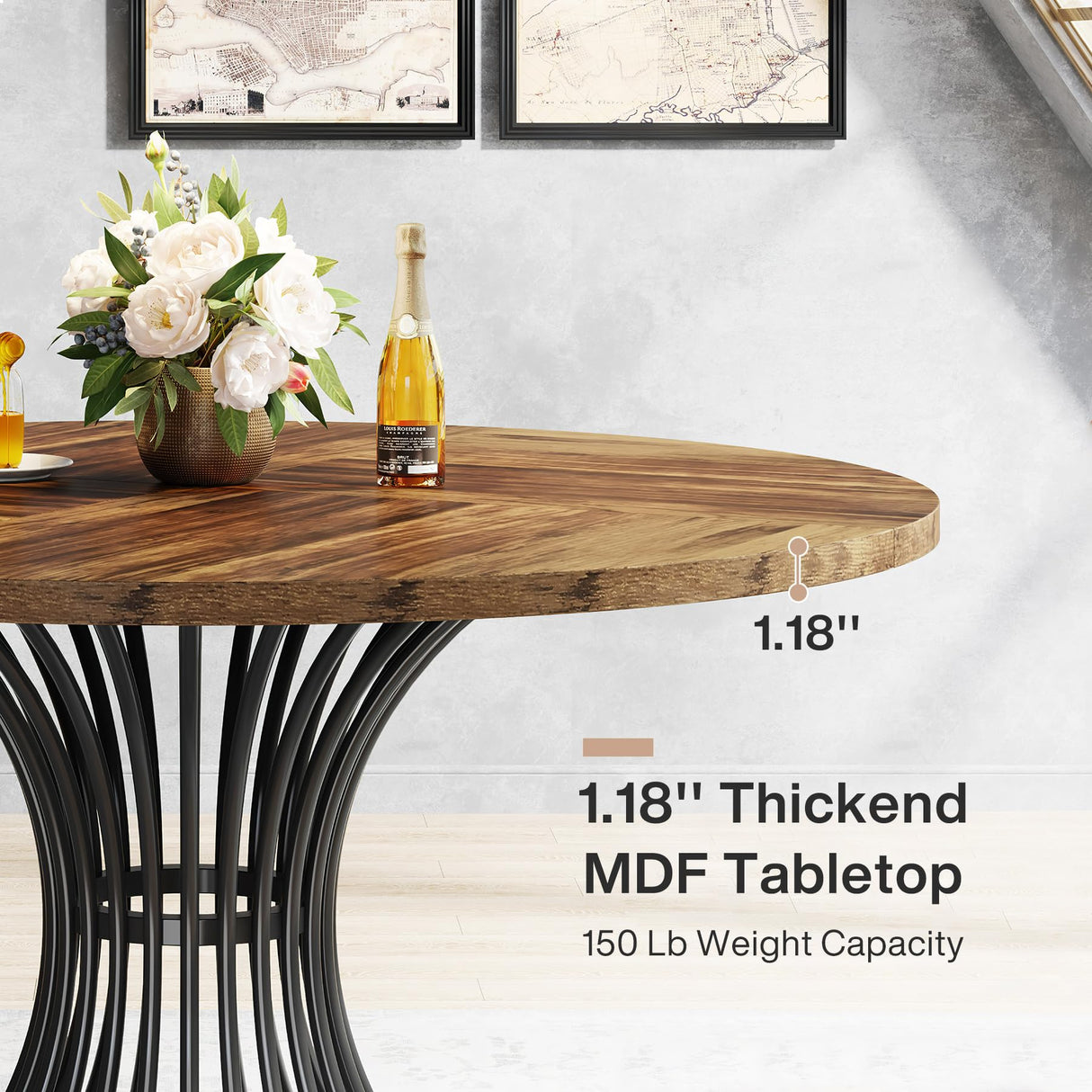 47-Inch Round Dining Table for 4-6 People