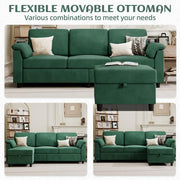 Vongrasig Convertible Sectional Couch, 3 Seat L Shaped Sofa with Removable