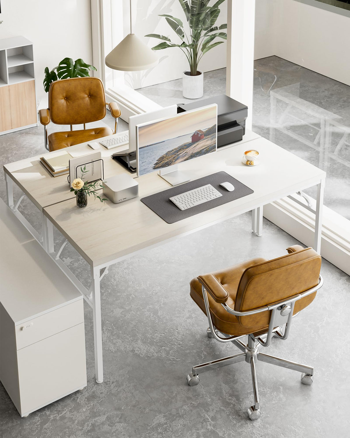 Computer Desk for Home Office, 63 Inch Extra Long Wooden Desk, Large Computer Desk