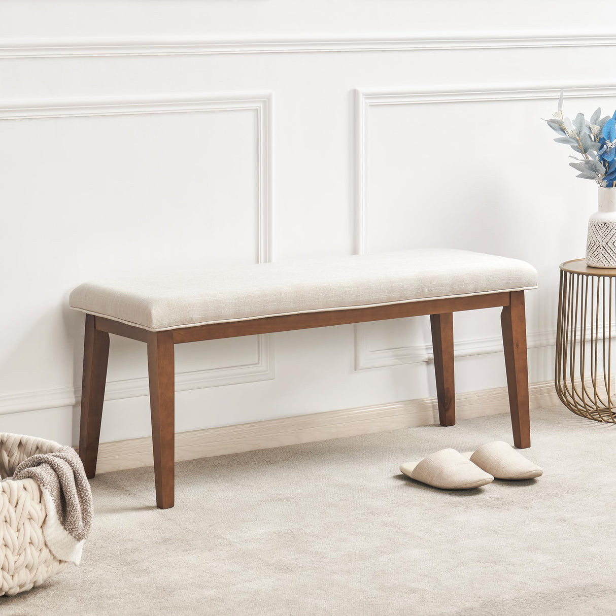 Upholstered Bench for Bedroom End of Bed,42.5-inch Entryway Bench