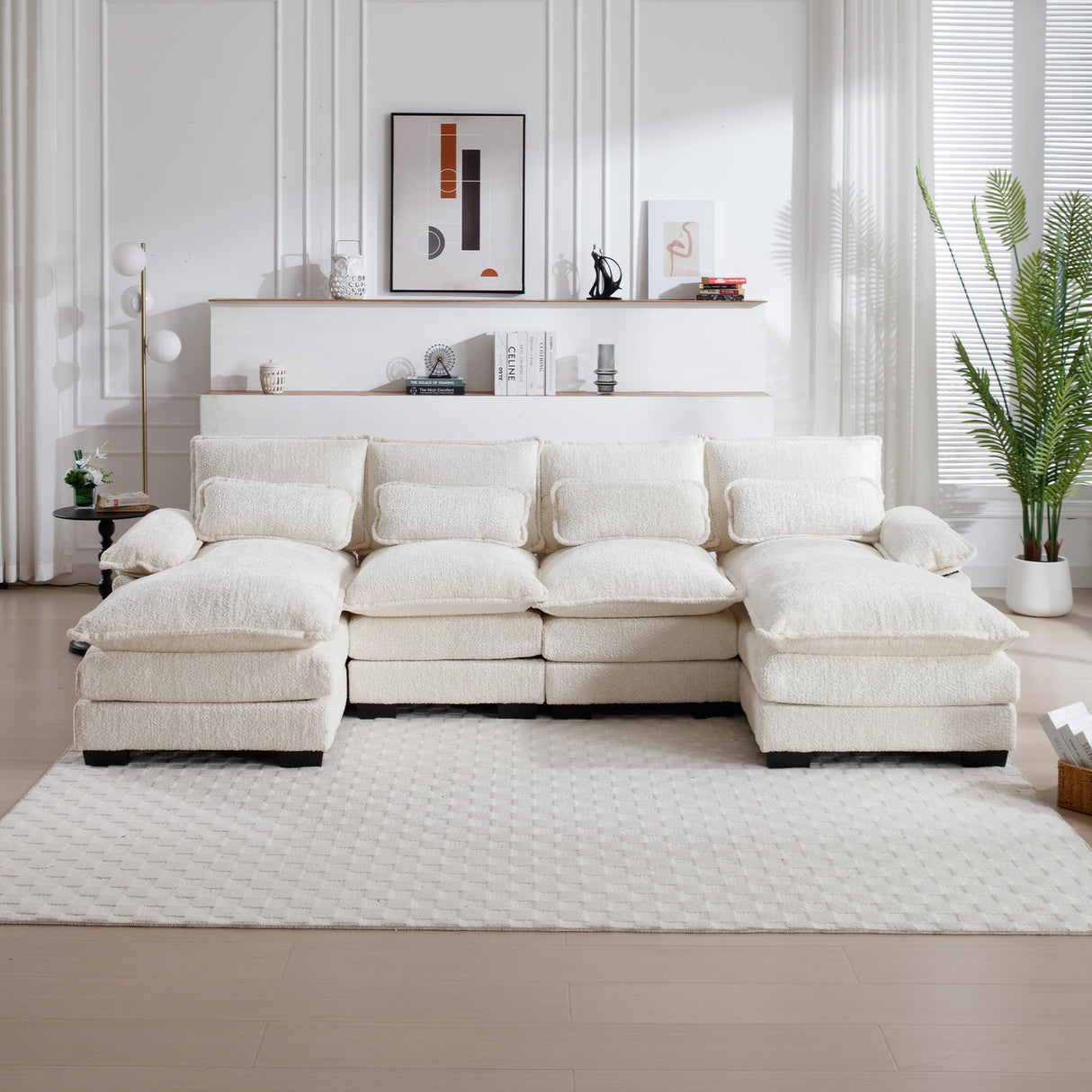 CloudNest 110" Modular Chenille Sectional Sofa – U-Shaped