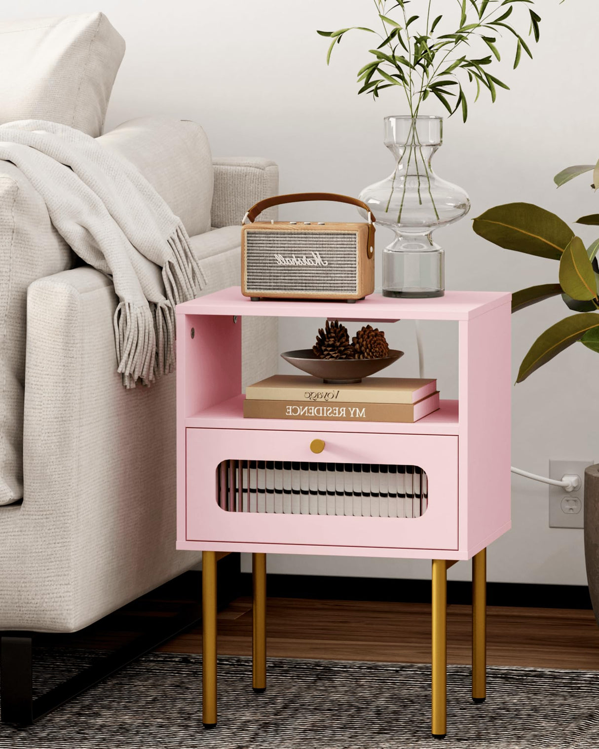 Modern Beside Table with Storage Drawer