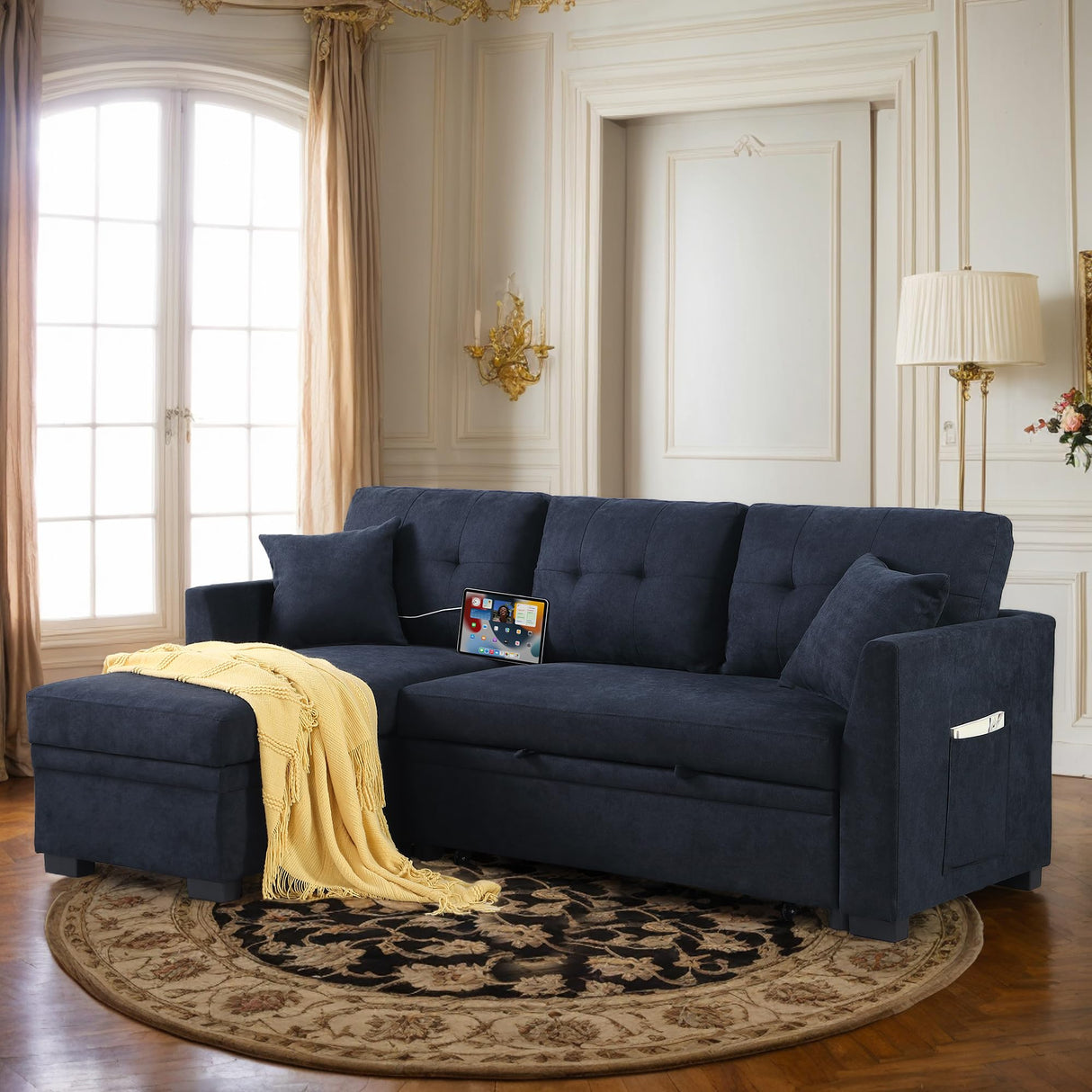 Reversible Sleeper Sectional Sofa Couch Convertible Sleeper Sofa&Couches Bed