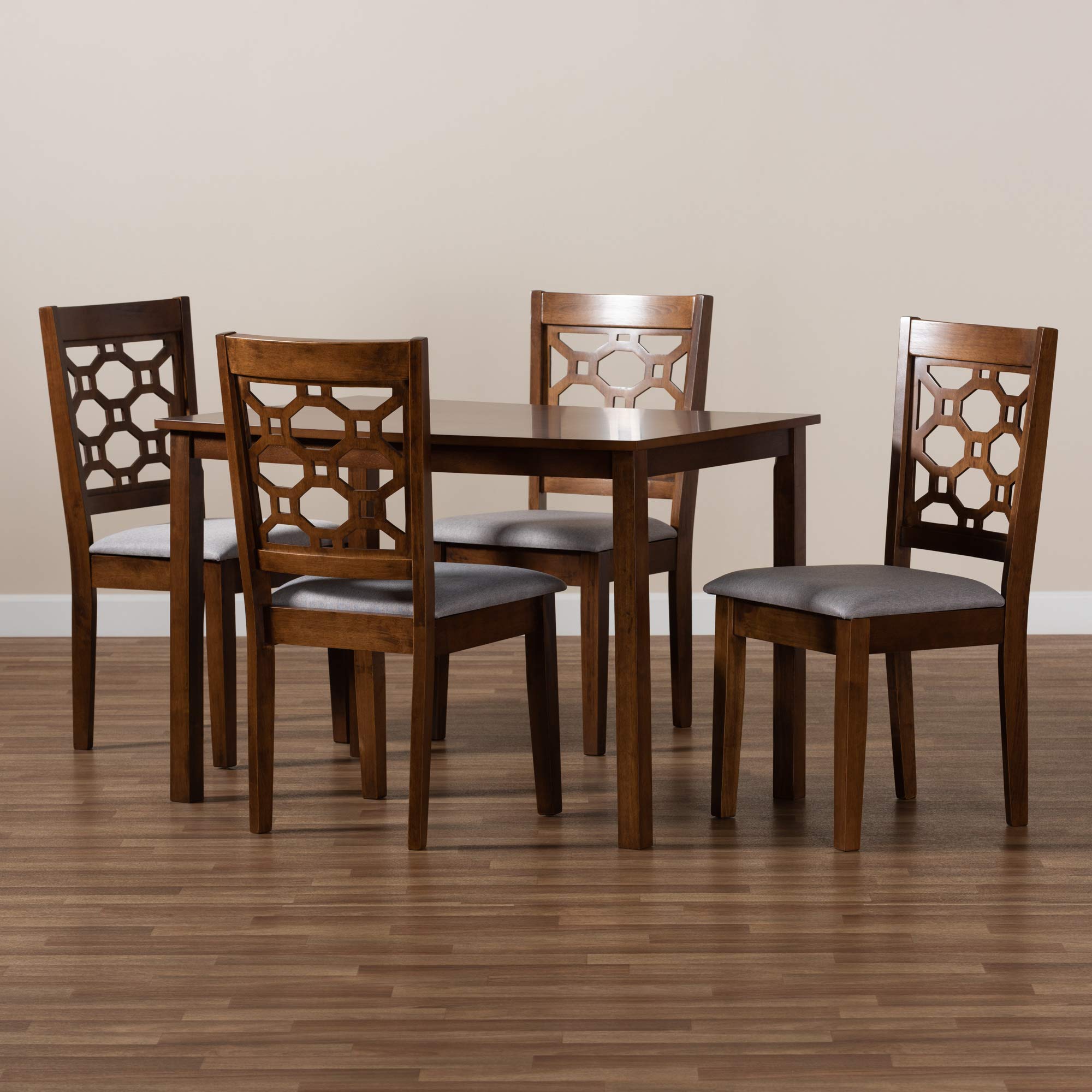 Henry Modern and Contemporary Grey Fabric Upholstered and Walnut Brown Finished