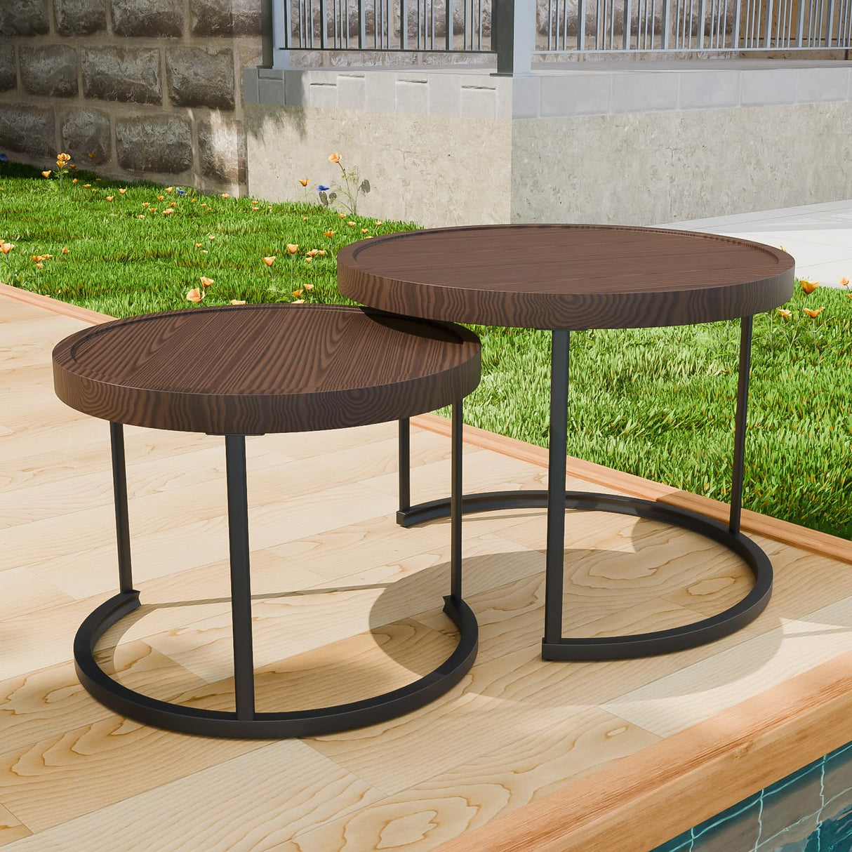 Sunset Dune Collection Round Modern Nesting Coffee Tables