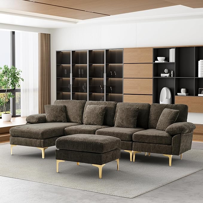 U-Shaped Sectional Sofa Couch, 4 Seat Sofa Set for Living Room