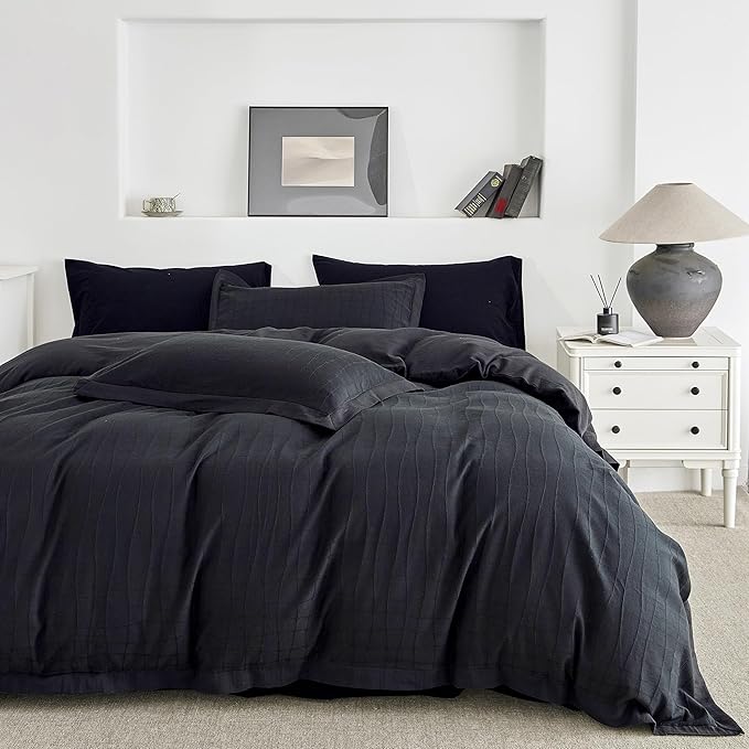 Jacquard Plaid Duvet Cover Queen 100% Cotton Cream Jacquard Duvet Cover 3 Pcs Set