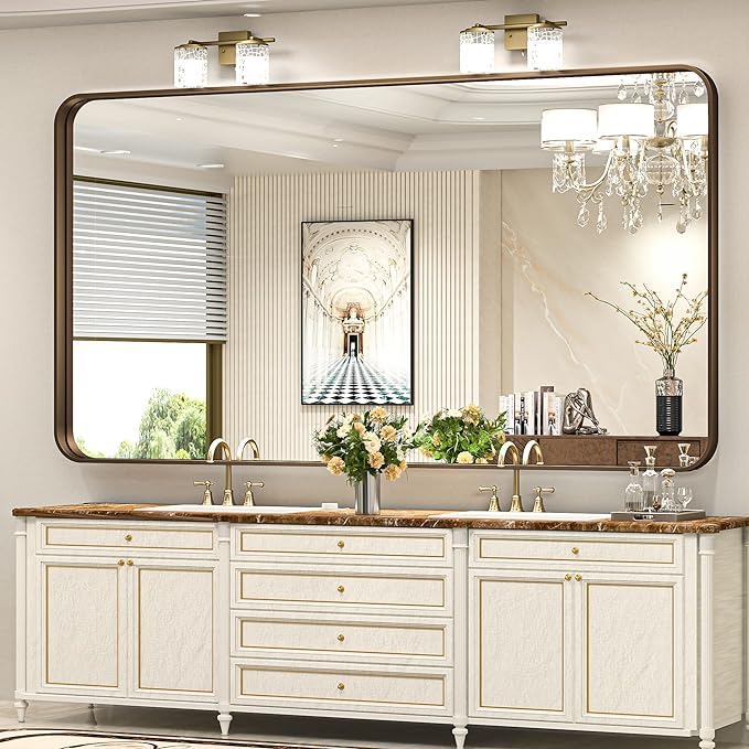 Black Metal Framed Bathroom Mirror