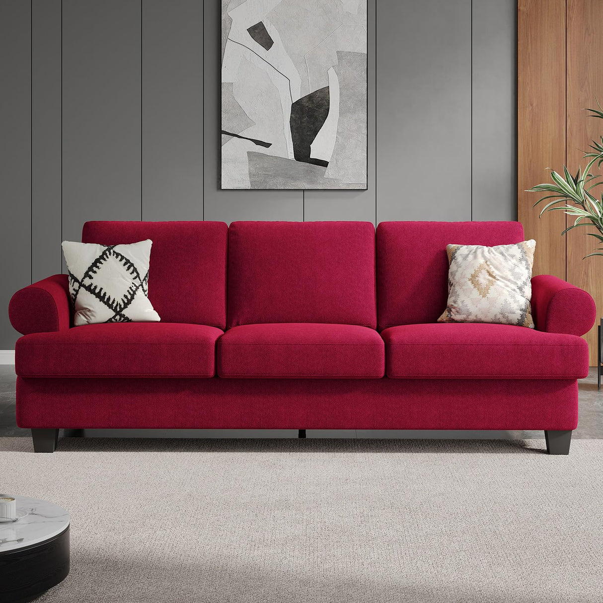 91 Inch Lawson Sofa with Extra Deep Seats Oversize, Mid-Century 3-Seat Sofa Couch
