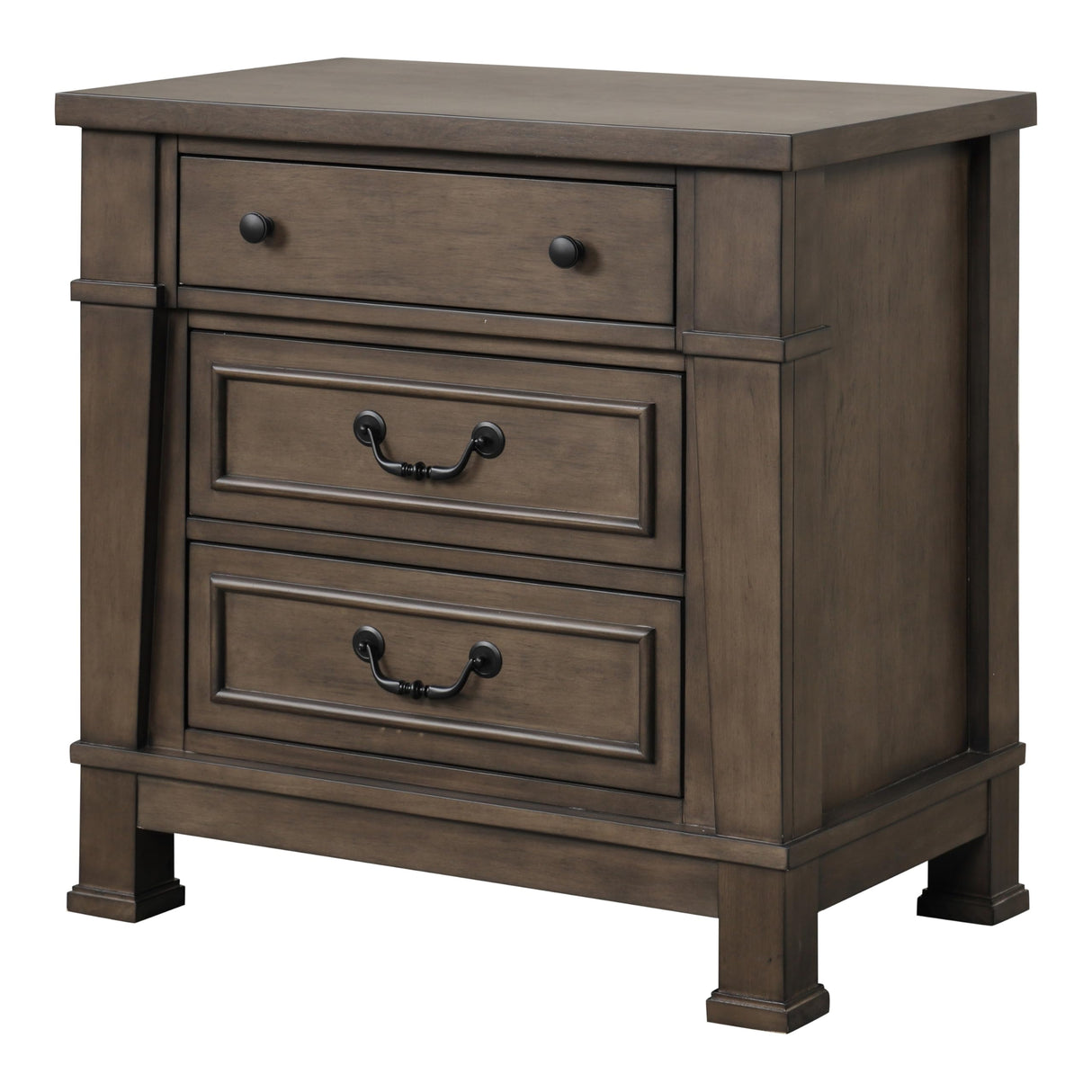 Thorne Transitional Solid Wood 3-Drawer Nightstand
