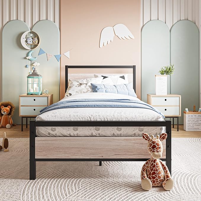 Queen Bed Frames with Wood Headboard,Heavy Duty Platform Bed