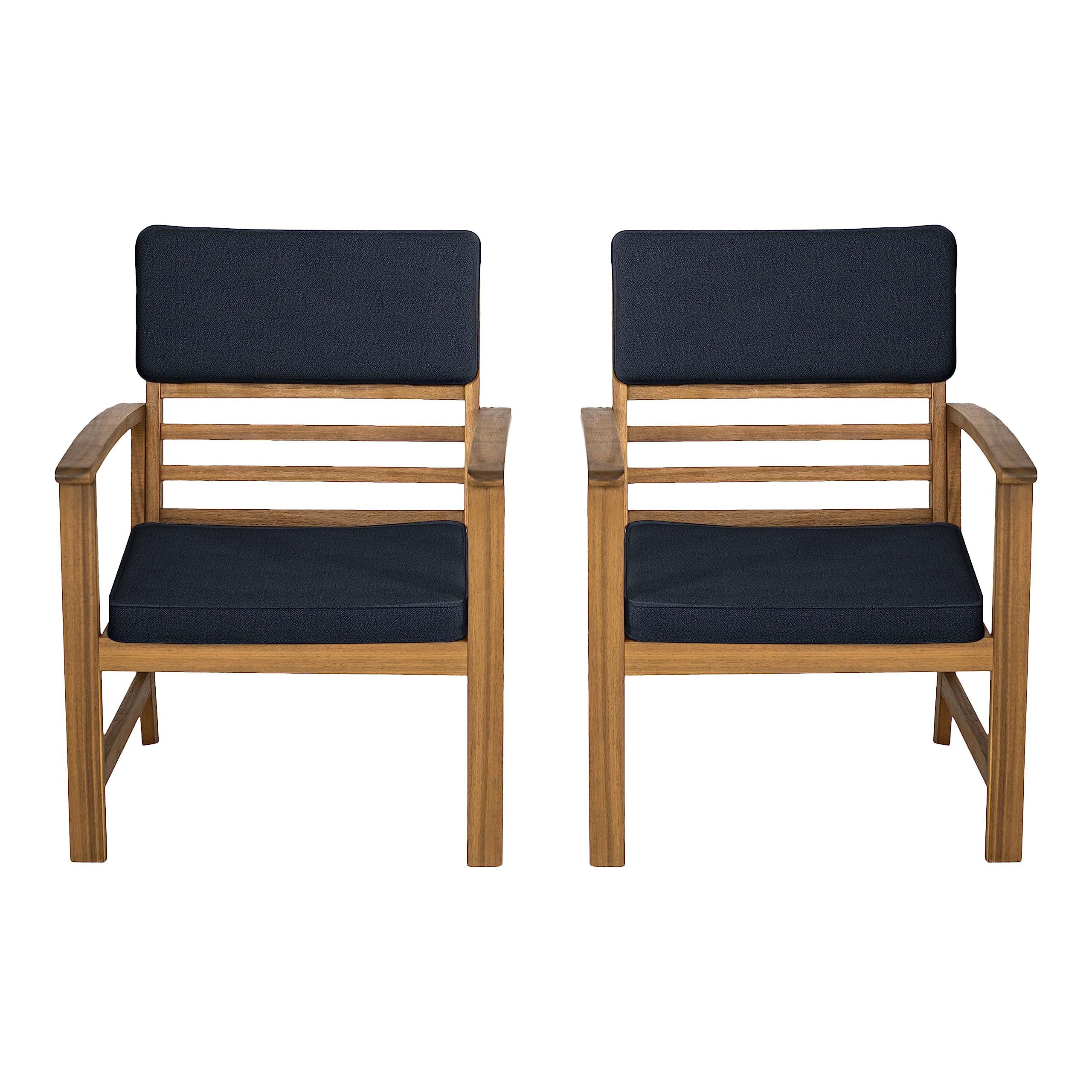 Trogon Farmhouse Acacia Wood 4-Piece Patio Set, Rectangle Table