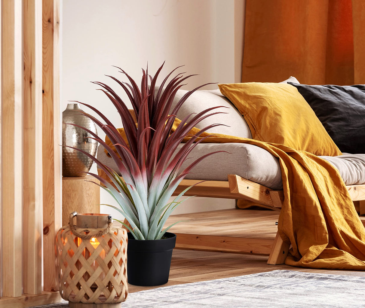 Hyper Realistic Big Red Artificial Aloe Vera Plant 26 Inches Tall.