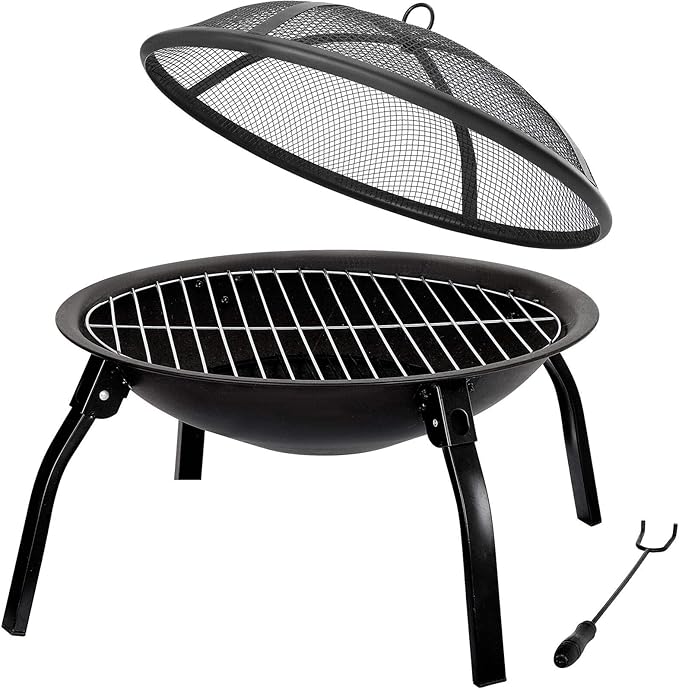 22" Folding Burning Fire Pit Outdoor Heater Backyard Patio Stove Fireplace