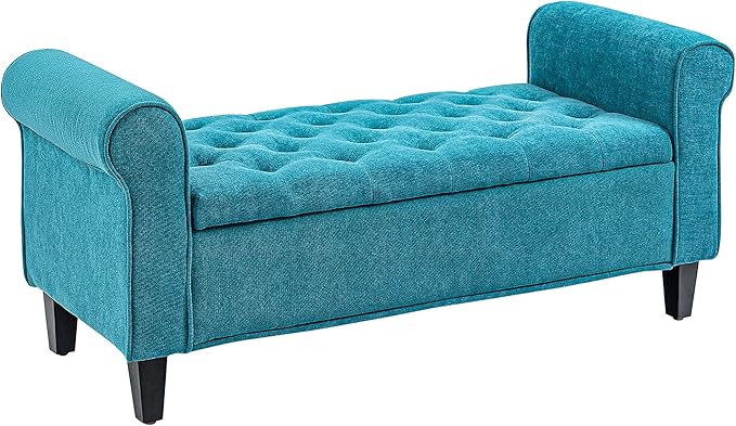 50" Storage Ottoman Bench, Upholstered End of Bed Bench