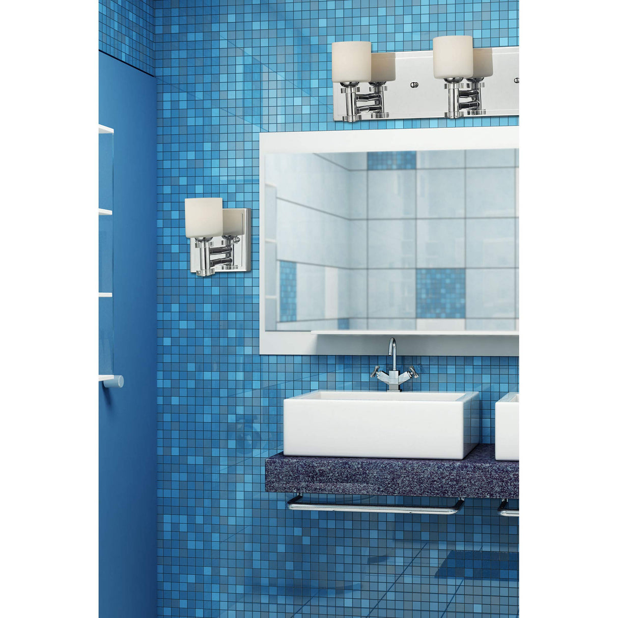 84072/3 Three Light Vanity, 5 by 18-Inch, Chrome