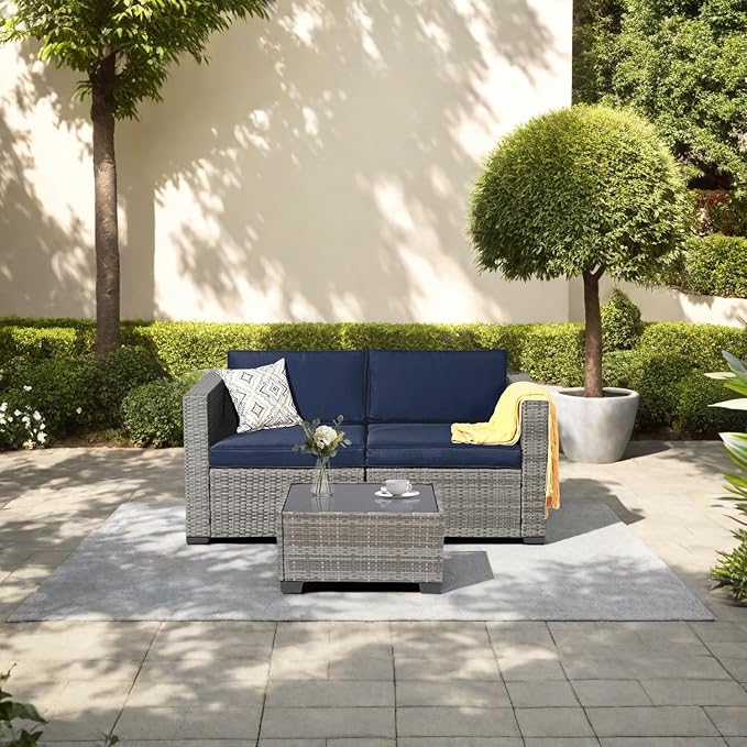 7-Piece Outdoor Patio Sectional Set, Durable Rattan Couch