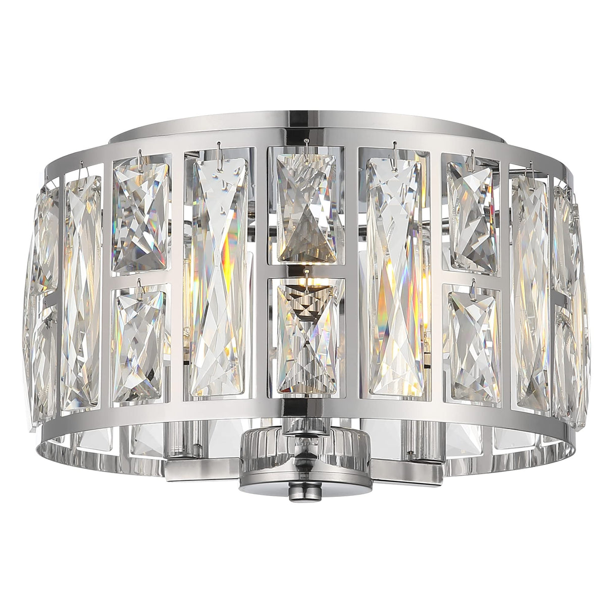 Chrome Flush Mount Ceiling Light, 3 Lights Close to Ceiling Light Fixtures,