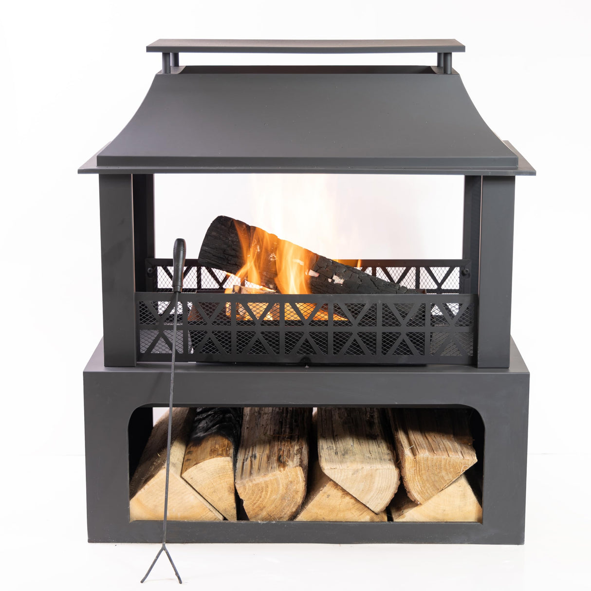 36" Rectangular Steel Outdoor Wood Burning Fireplace - Outdoor Fireplace