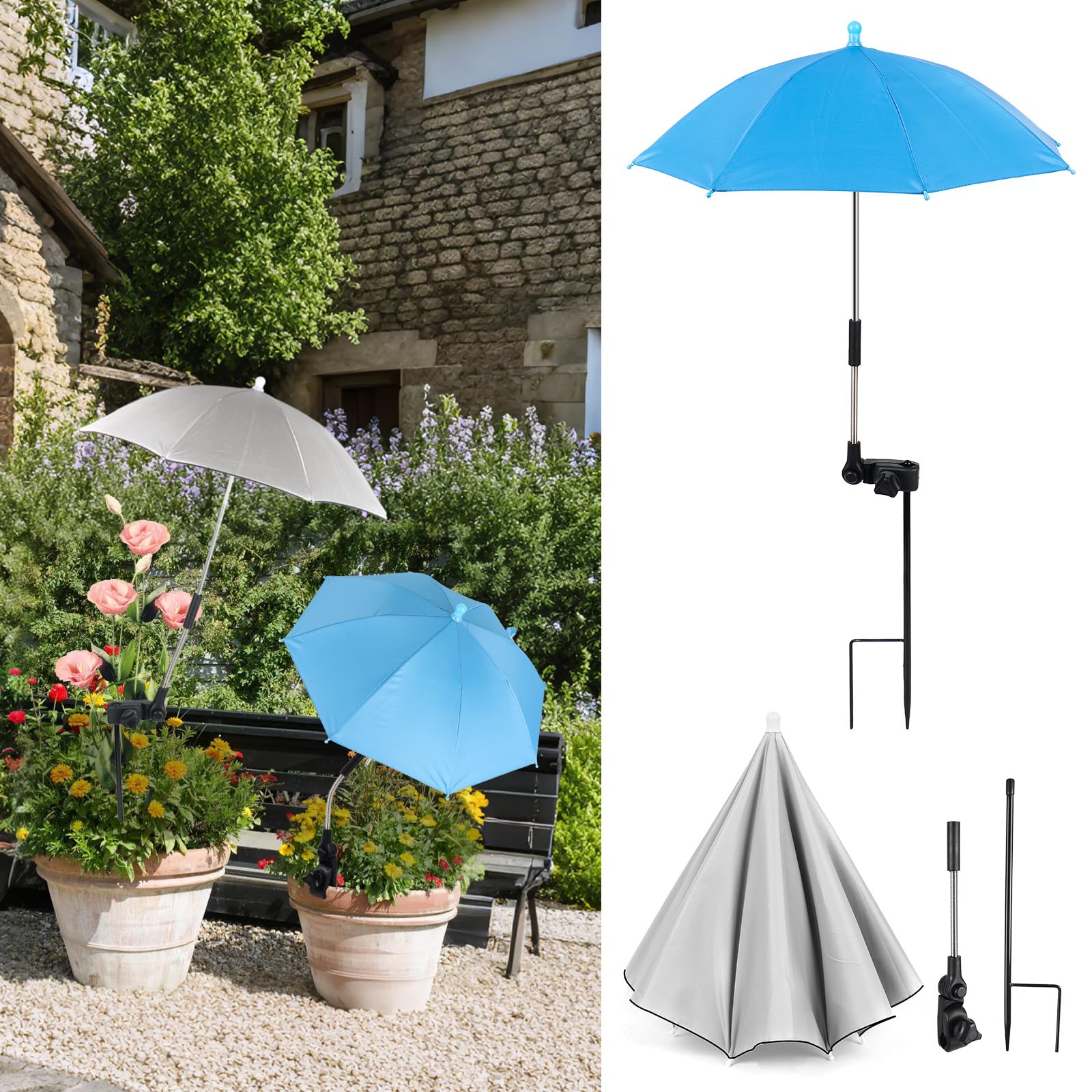 2Pcs Adjustable Plant Shade Umbrella for Outdoor Plants, Plants Shade Cover