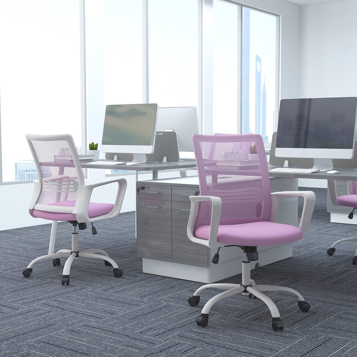 Pink Office Chair Ergonomic Desk Chair Mesh Home Office Desk Chairs Computer