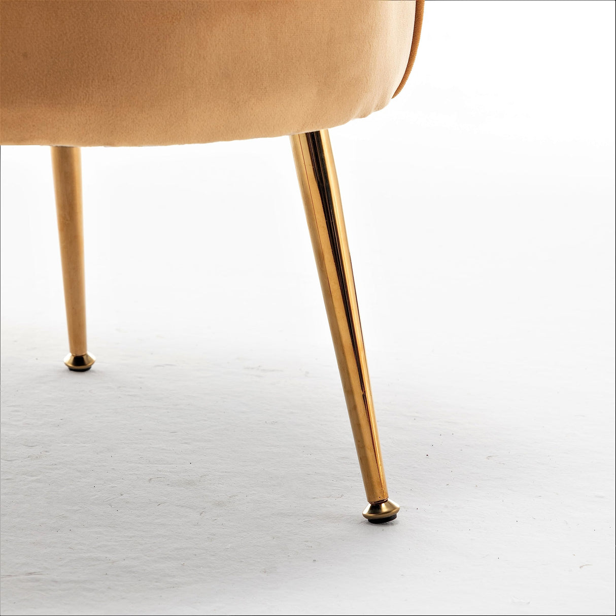 Velvet Barrel Accent Chair with Scalloped Silhouette and Gold Metal Legs, Decorative Piece Suitable for Traditional, Modern, and Contemporary Spaces, Mustard Yellow