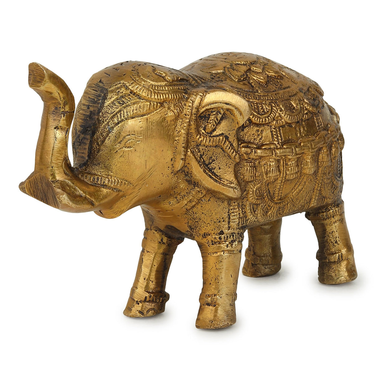 Nams Intenational Indian Handicraft Brass Elephant Showpiece Figurine Home Office Table Decorative Statue (Size: 15 x 10.5 x 5.5 cm)