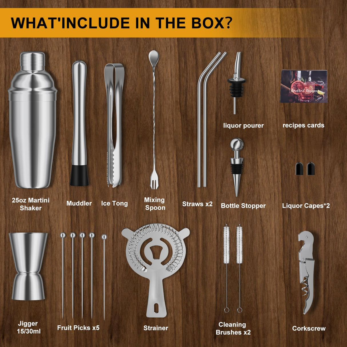 Bartender Kit, Cocktail Shaker Set for Mixed Drink Home Bar