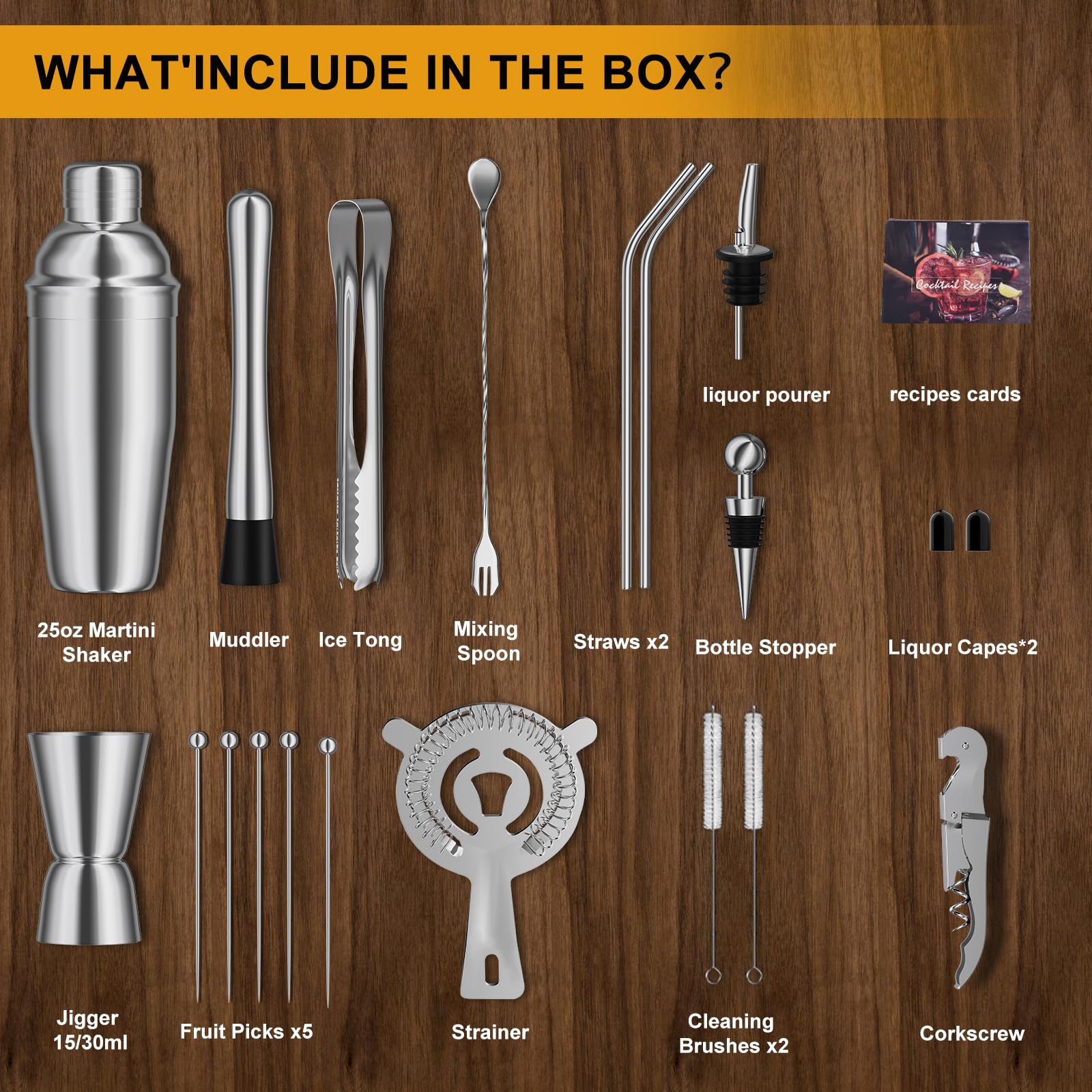 Bartender Kit, Cocktail Shaker Set for Mixed Drink Home Bar