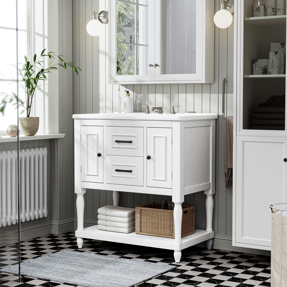 Bathroom Vanity with Sink, 30" Vanity with Storage, Modern Bathroom Sink Cabinet