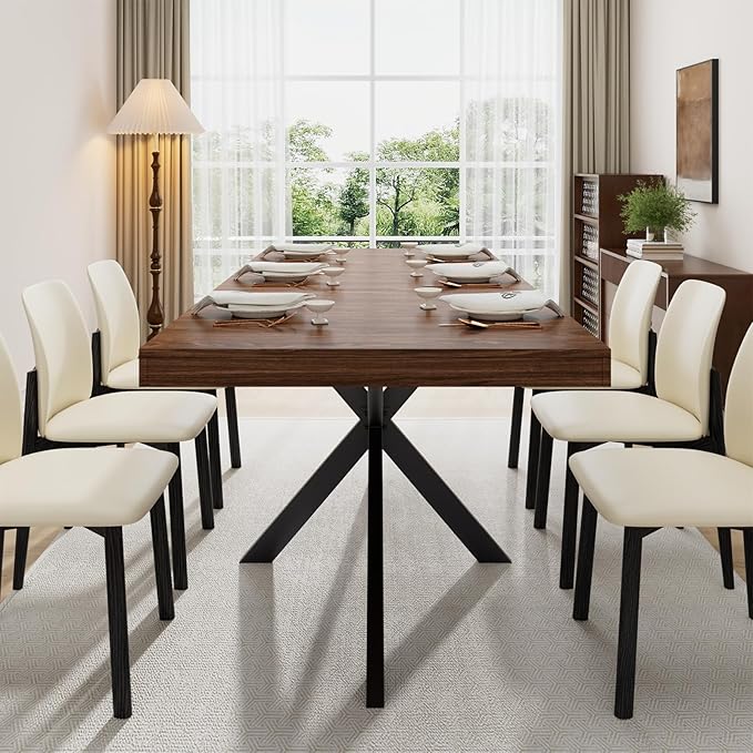 Extendable Dining Table 55-71 Inch for 4-8 People with Hidden Storage