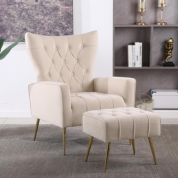 Velvet Accent Chair Set of 2 Comfy Living Room Chair Armless Slipper Chair