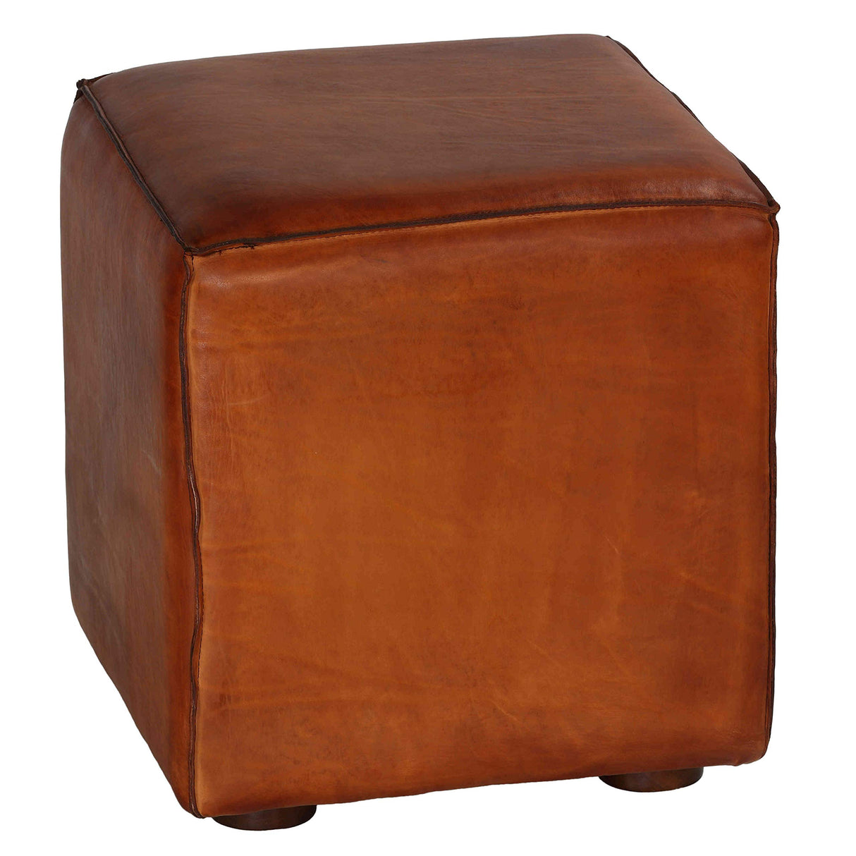 Sands Leather Cube Ottoman, 18.5" High, Brown