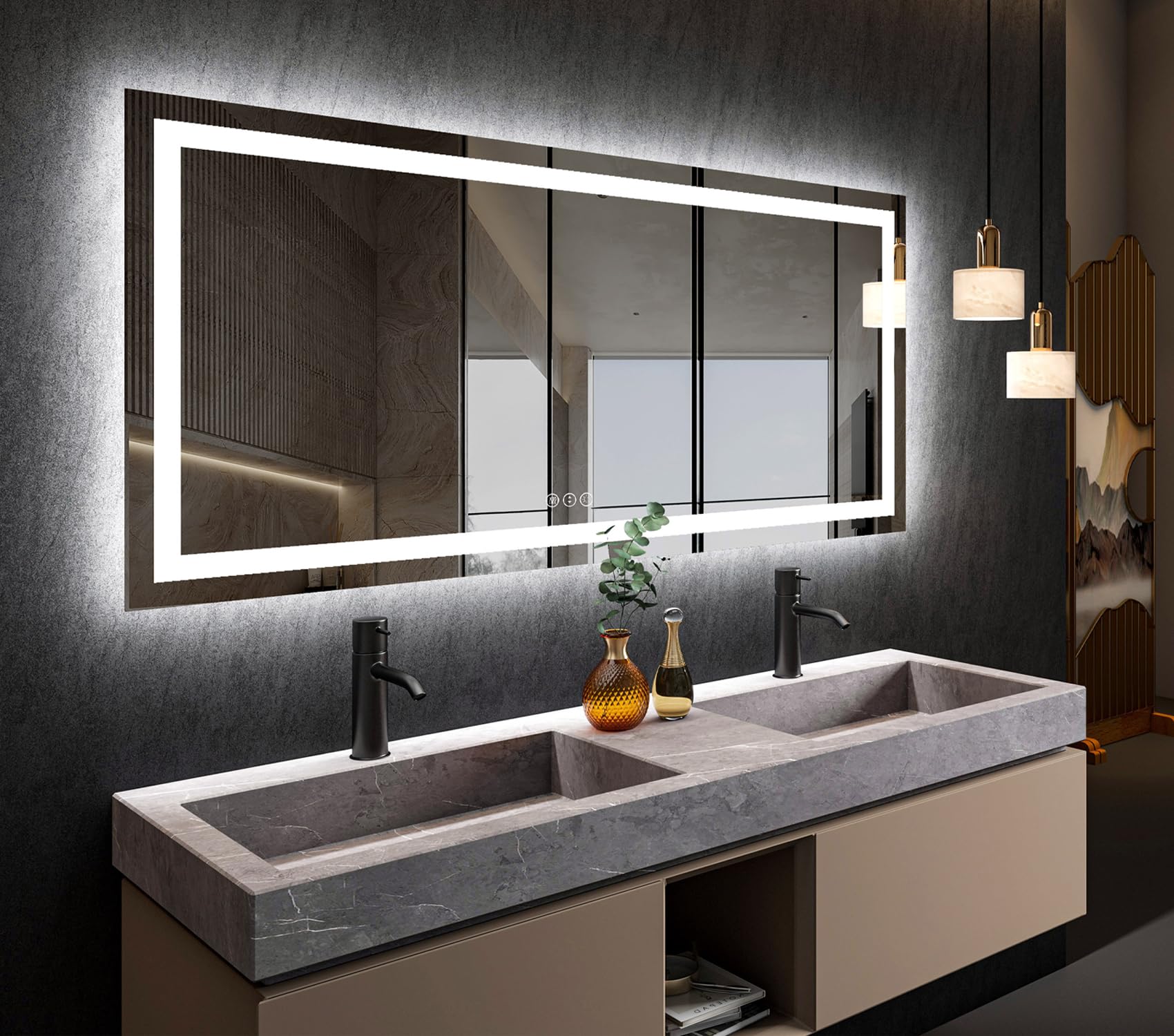 LED Bathroom Mirror for Wall  Large Lighted Vanity Mirror