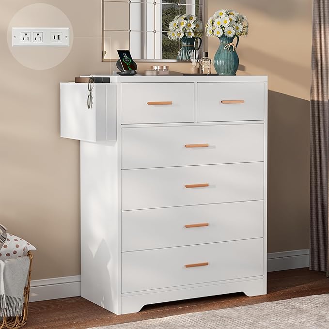 6 Drawer Dresser for Bedroom with Charging Station