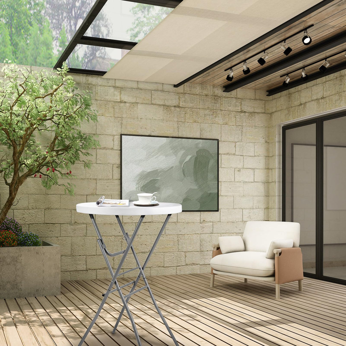 EventMax 28" Folding Cocktail Table – Bar Height Party Table