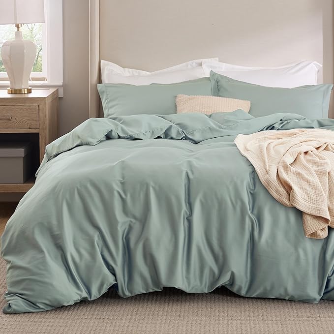 Cotton Duvet Cover Queen Size - Moisture Wicking and Silky Eucalyptus Lyocel