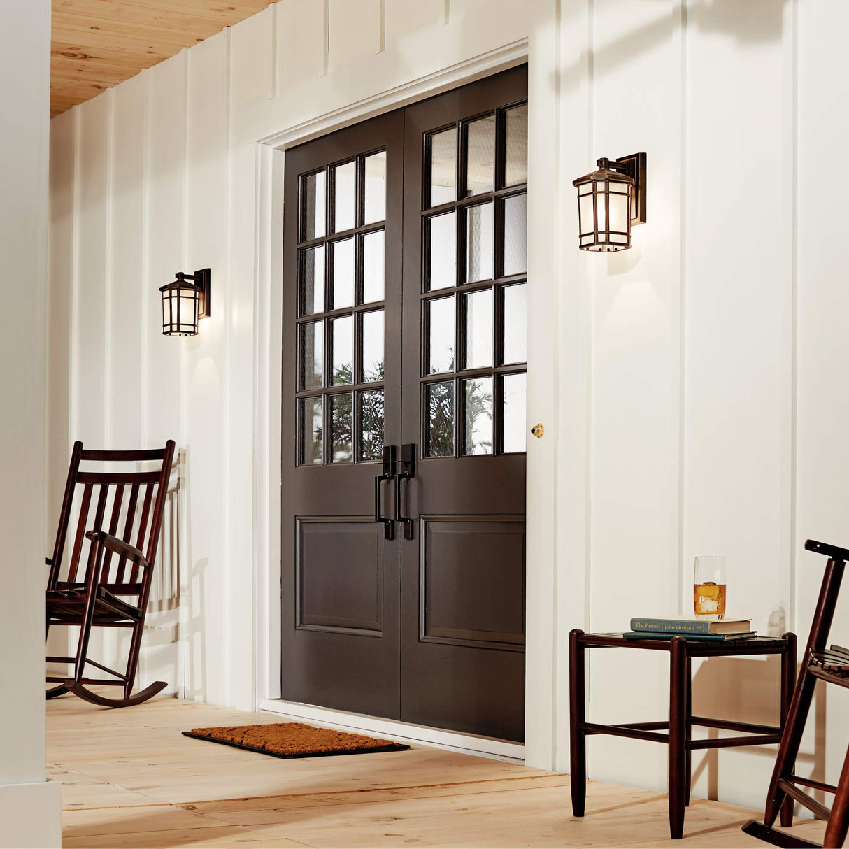 Cameron 10.75" 1 Light Outdoor Wall Light with Etched Linen Glass in Prairie Rock