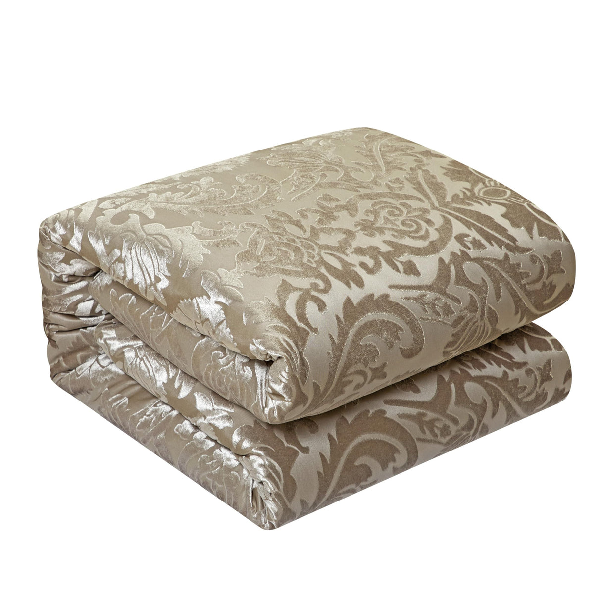 Chic 5 Piece Jacquard Comforter Set Burnout Velvet Design with Decorative Pillows, Shams - Taupe
