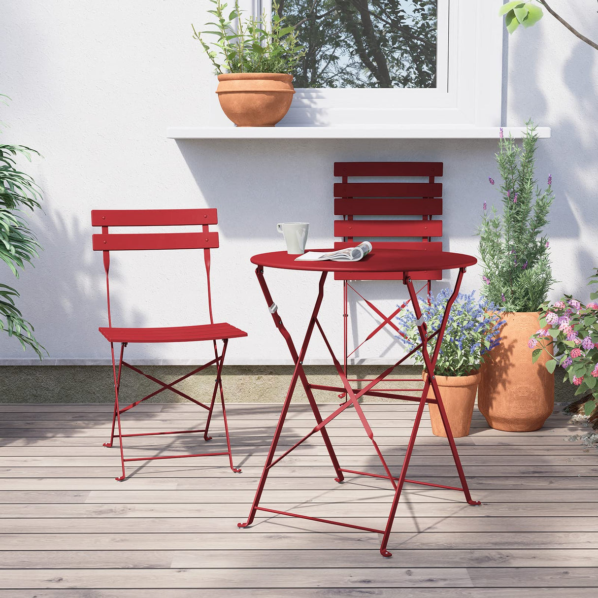 3-Piece Bistro Set Folding Outdoor Furniture Sets with Premium Frame Portable Design
