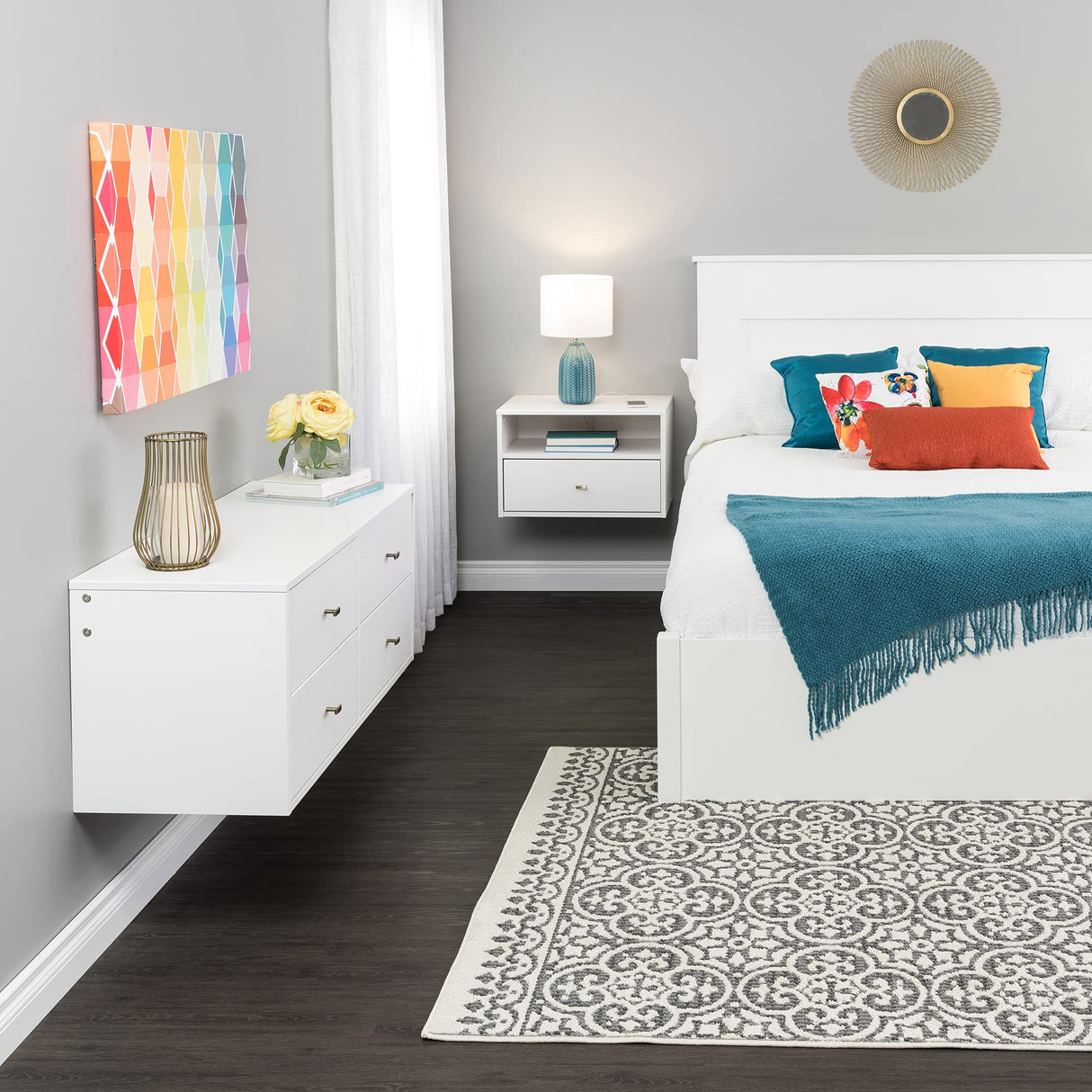 4-Drawer Floating Dresser for Bedroom, Modern Dresser Chest of Drawers