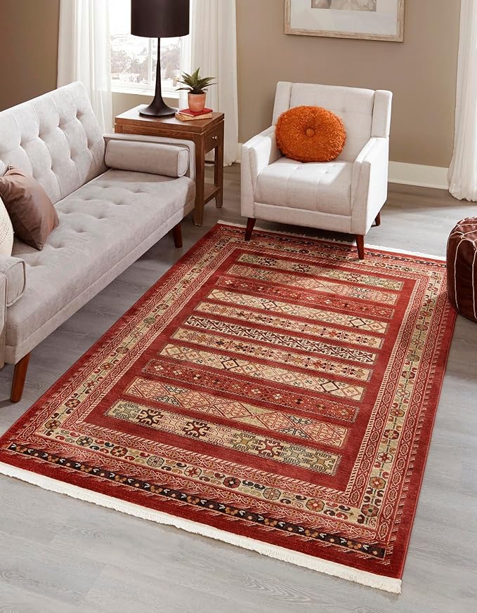 Fars Collection Area Rug - Pasadena (5' 1" x 8' Rectangle, Brown/ Light Brown)