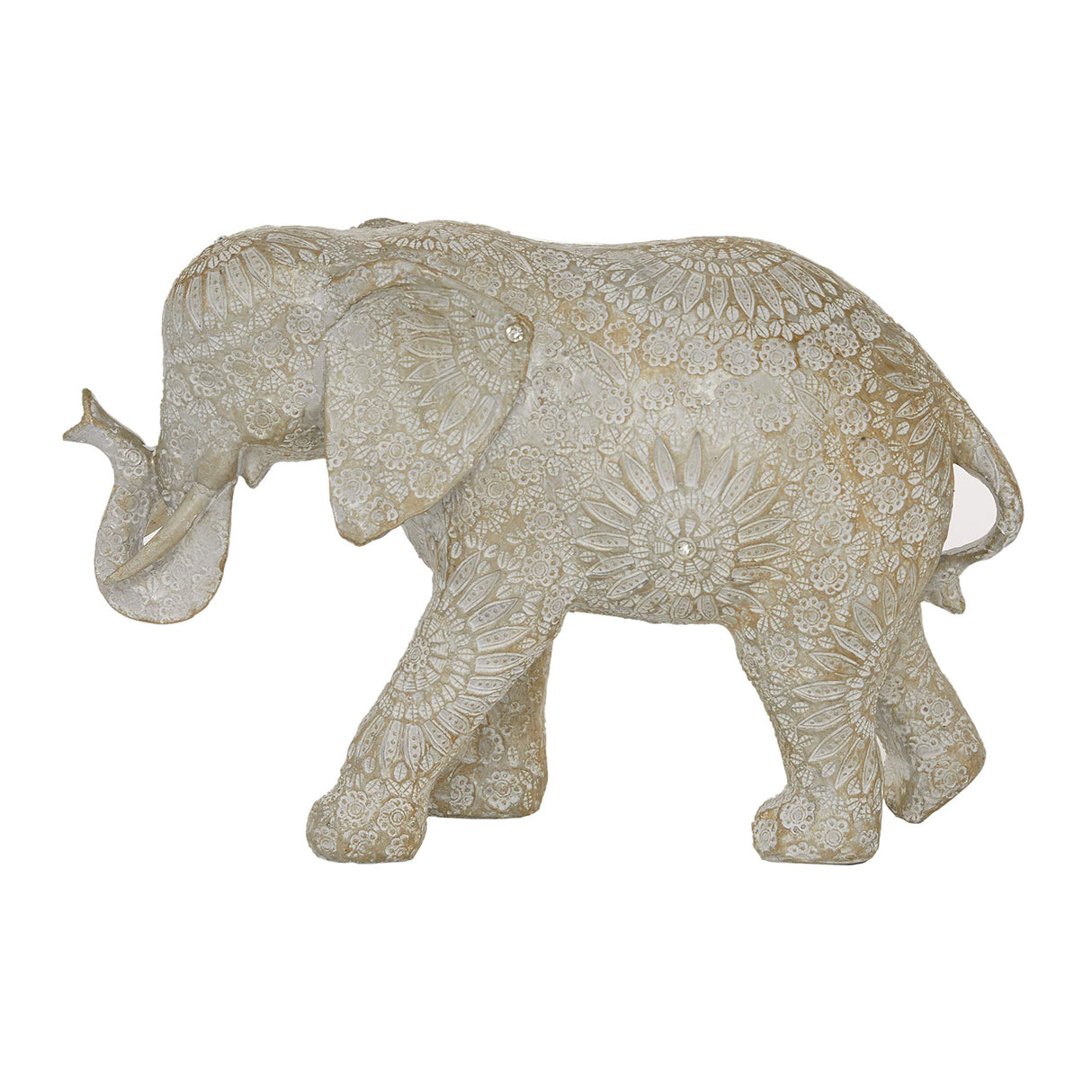 Polystone Elephant Decorative Sculpture Home Decor Statue, Accent Figurine 11" x 4" x 7"
