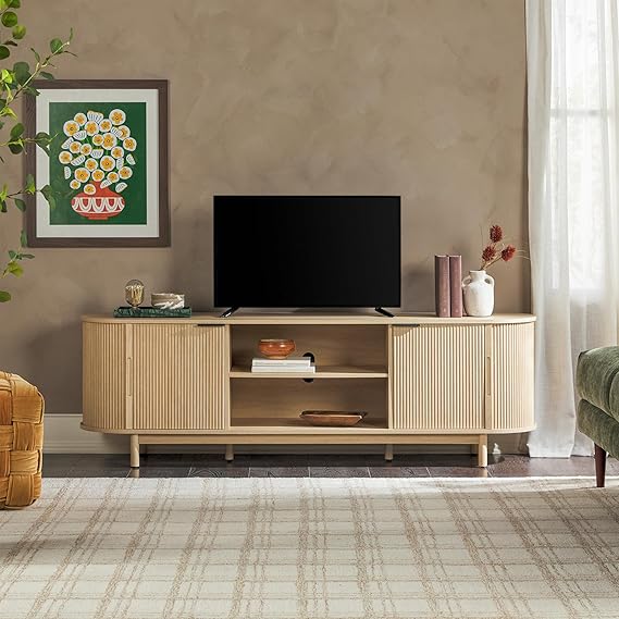Modern Curved Reeded TV Stand for TVs up to 65 Inches
