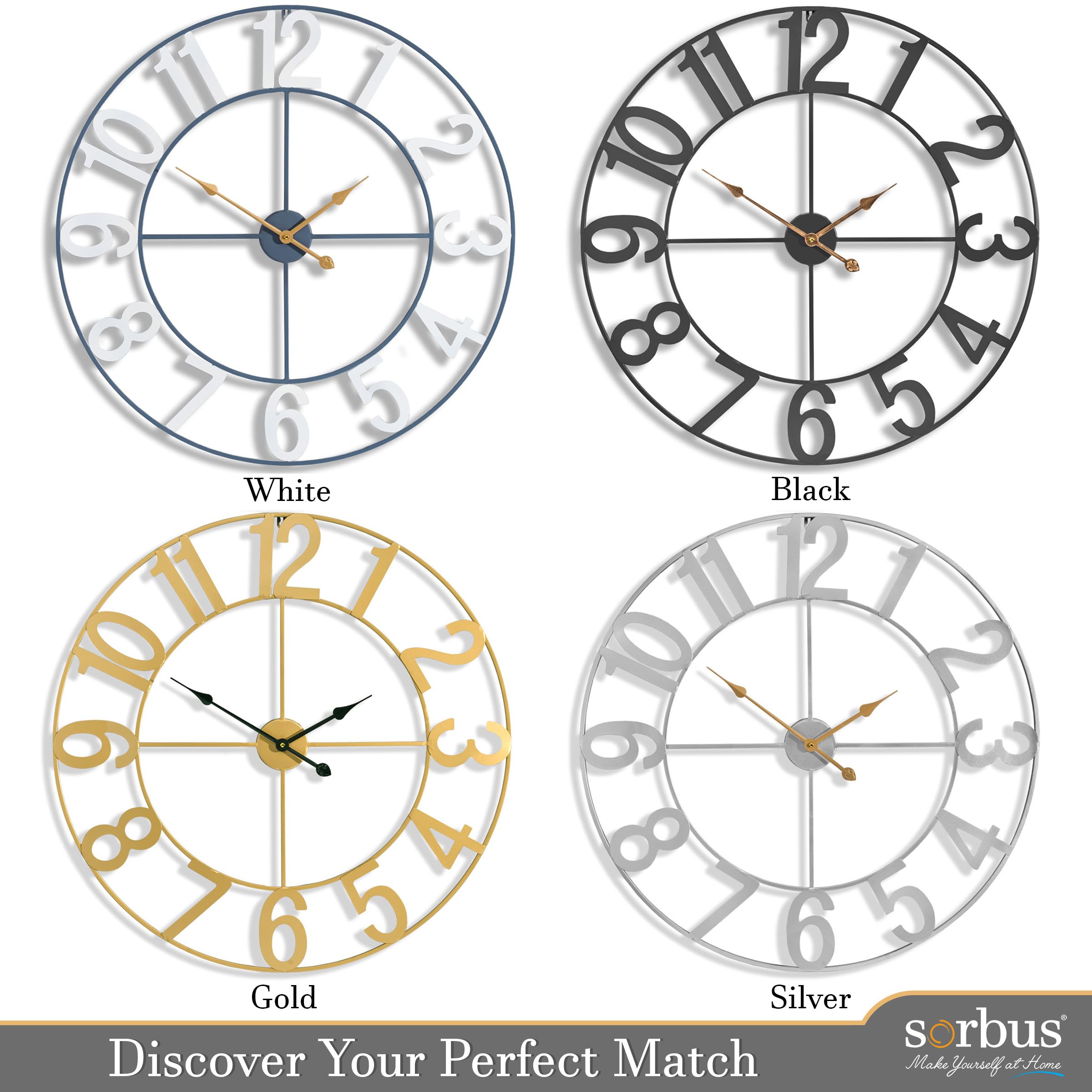 Large Wall Clock for Living Room Decor - Wall Clock for Kitchen - 24 inch (60 CM) Wall Clock Decorative